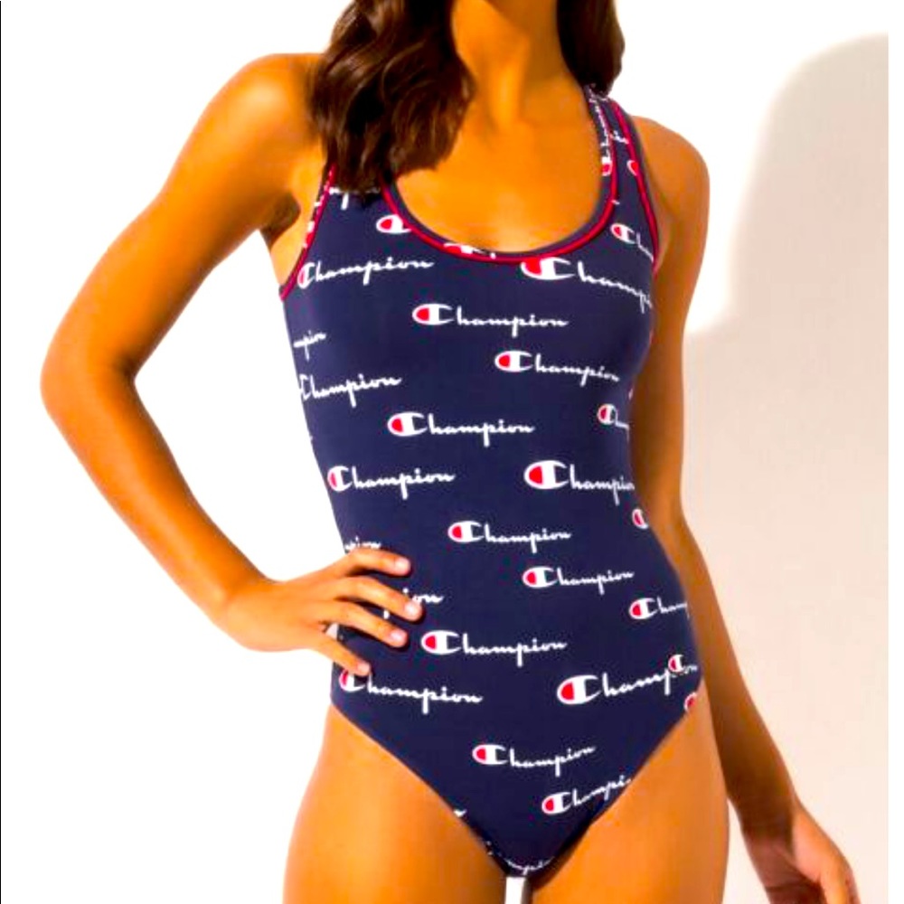 Champion Logo Bodysuit Tank ❤️🤍💙
